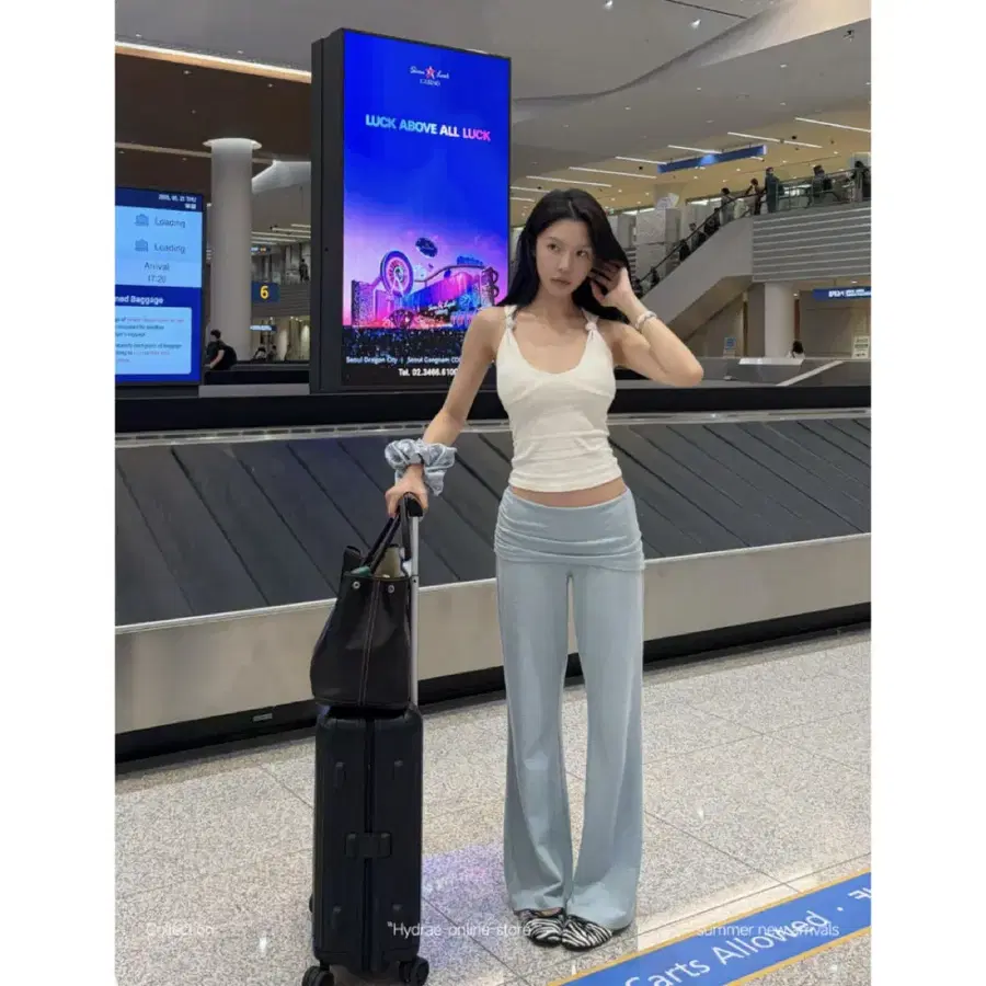 HYDRAE 팬츠 바지 블루 플레어 캐주얼 팬츠