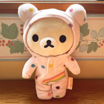 레어 리락쿠마 해피 레인보우 모으는 봉제 인형 도트 핑크 귀여운