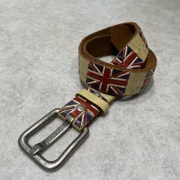 Leather Island 빈티지 유니언 잭 천연 가죽 베스트