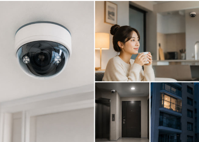 (새상품)LED CCTV 카메라 모형 돔형 혼자사는 여성 각종 범죄 예방 오피스텔 2개
