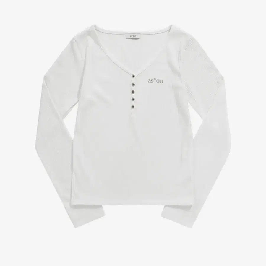 애즈온 as on 슬리브 롱슬리브 화이트 아이보리 WISH RIBBED BUTTON TEE