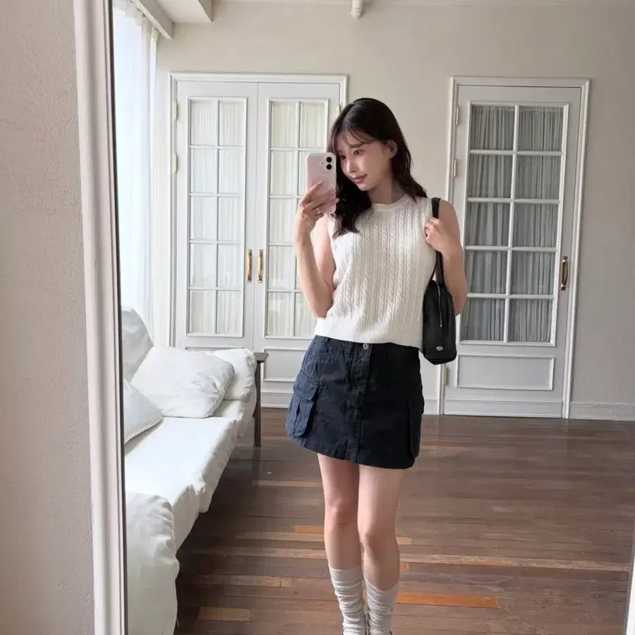 더바넷 카고 스커트 네이비 새상품