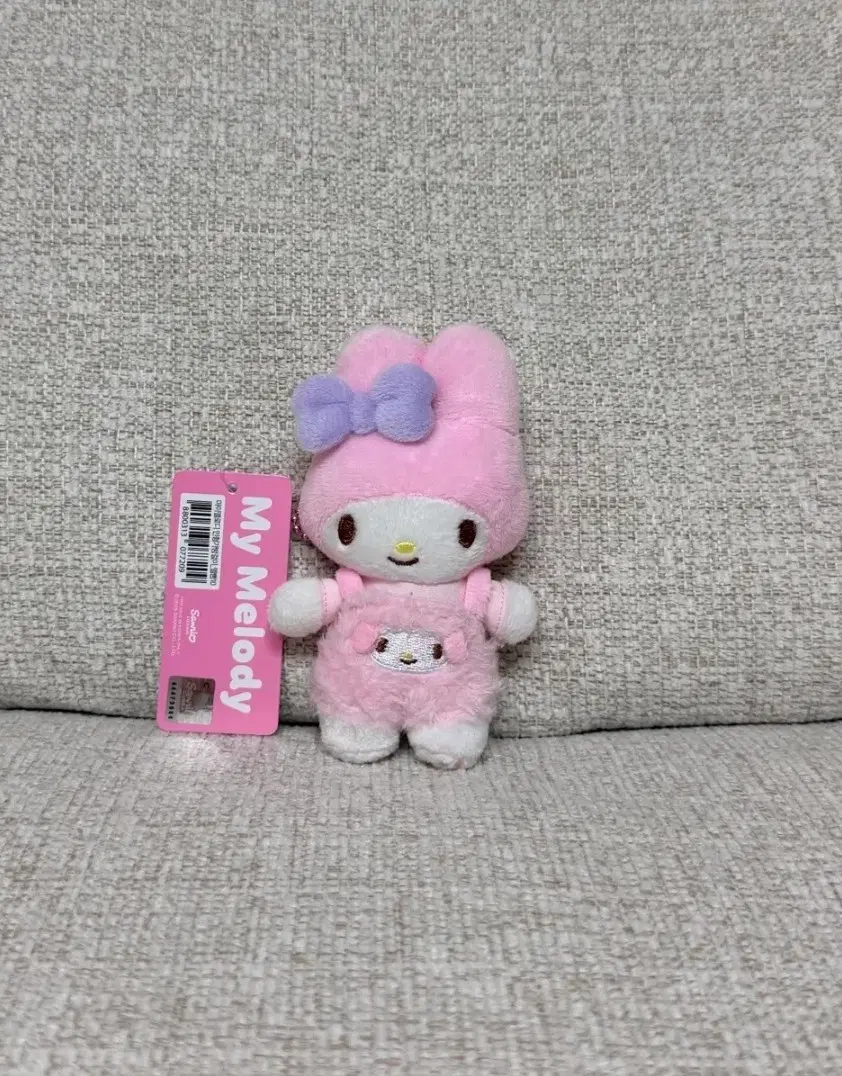 정품 산리오 마이멜로디 멜빵 10cm 키링 인형