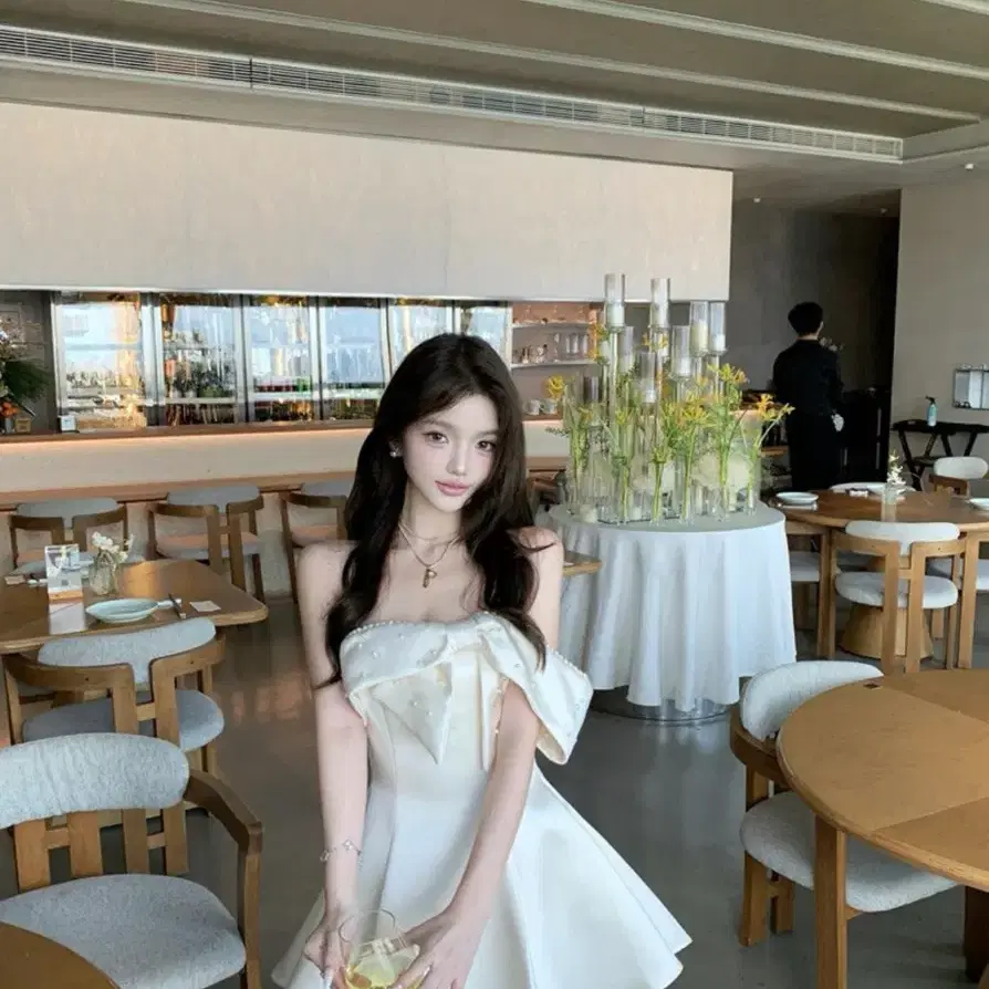 진주 오프 미니 원피스