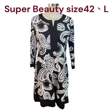 새상품급 Super Beauty 페이즐리 무늬 저지 원피스 42, L