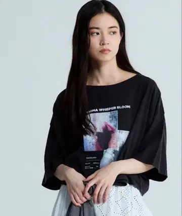 bright 포토 콜라주 보트넥 프린트 TEE 블랙 S