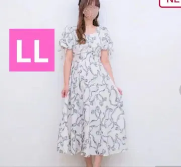 [새상품] 시마무라 x maki melume 리본 무늬 원피스 화이트 LL