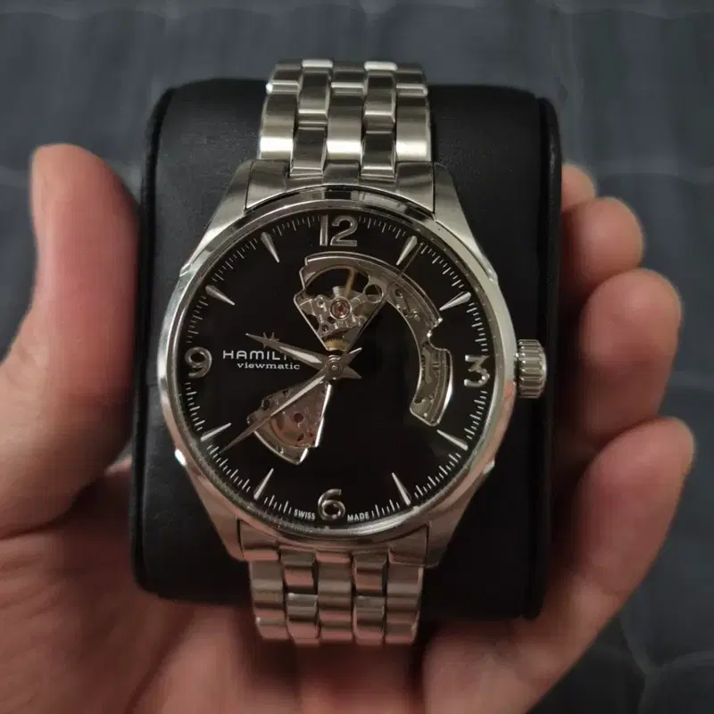 해밀턴 오픈하트 42mm 검판 시계 오토매틱