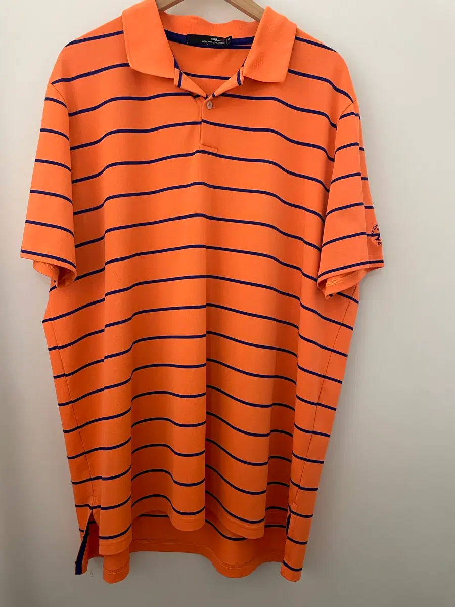 [2XL] RLX 랄프로렌 골프웨어 오렌지 스트라이프 폴로티