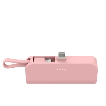 8핀 C타입 동시충전 도킹형 미니 보조배터리 5000mAh 핑크