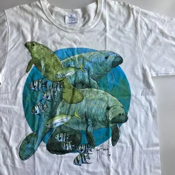 Guy Harvey v 빈티지 90 USA 마나티 프린트
