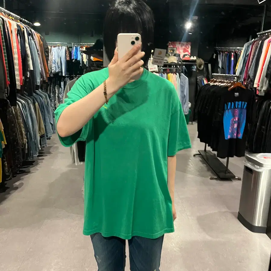 (895) VTG 빈티지 레터링 프린팅 반팔 티셔츠 그린
