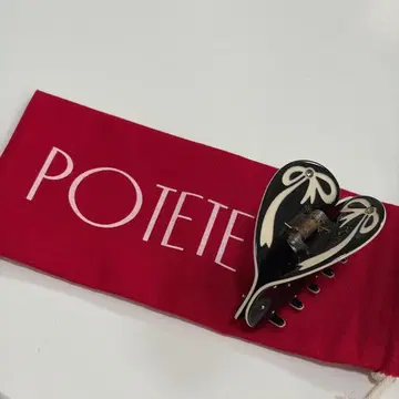 포테테 potete 리본 하트 헤어 클립 블랙 블랙