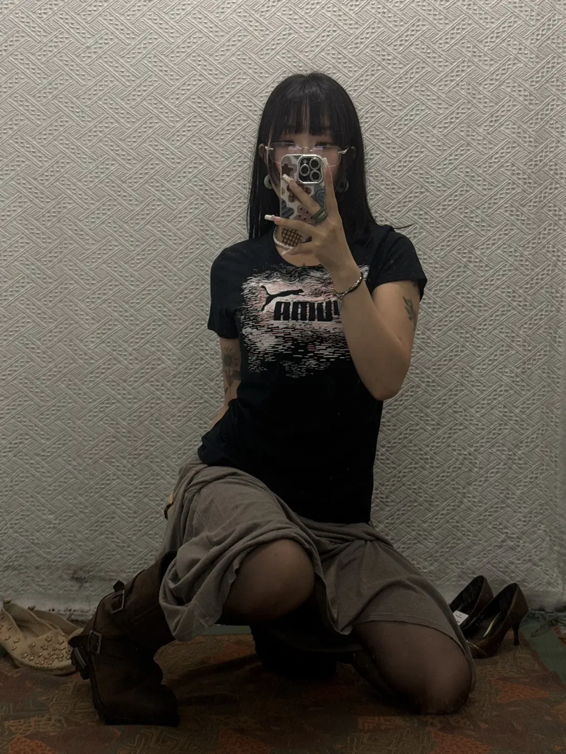 푸마 재팬 Y2K 레트로 00's 키치 프린팅 슬림핏 반팔티 K0568