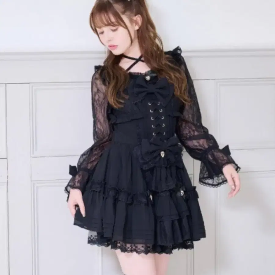 LIZ LISA 리즈리사 프론트 티어드 쉬폰 원피스