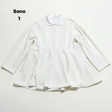 소노 스캘럽 칼라 튜닉 풀오버 화이트 펄 페플럼