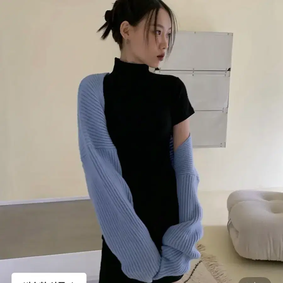 블랙업 루믄 골지 니트볼레로