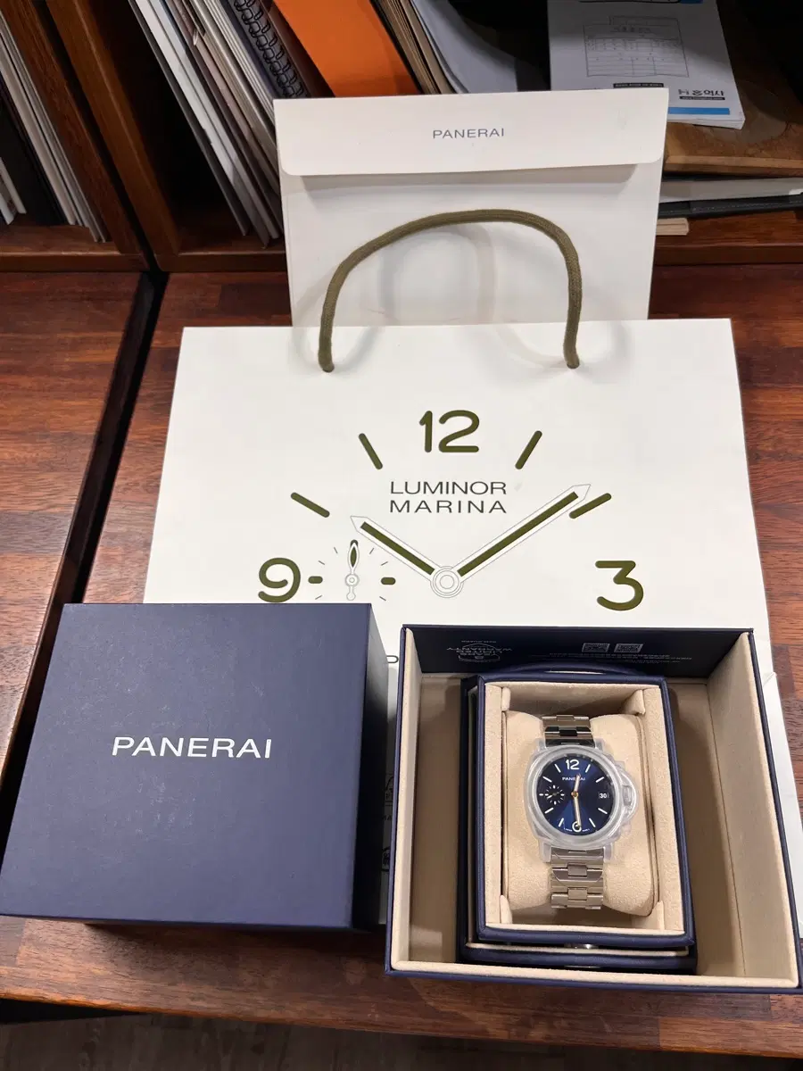 파네라이 루미노르 듀에 38mm 청판 브레이슬릿 민트급