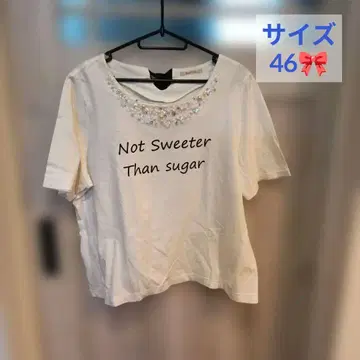 새상품급 RoseTiara 비쥬 포함 반팔 티셔츠 화이트 사이즈 46