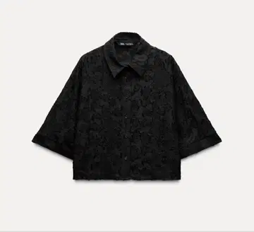 [ ZARA ] 텍스처 소재 크롭 기장 셔츠