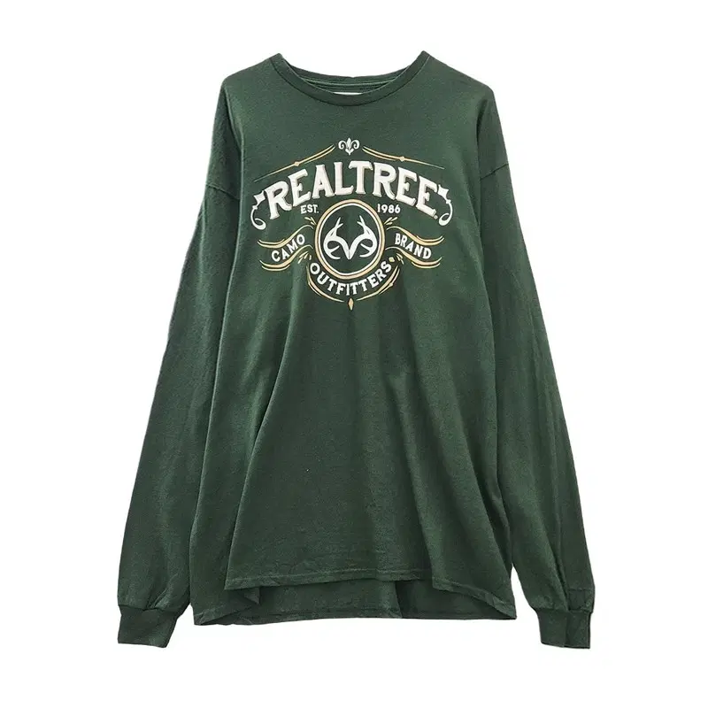 REALTREE 프린팅 그린 긴팔 티 XL (46-48)
