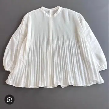 BEARDSLEY 플리츠 블라우스 화이트 시어 프리 사이즈