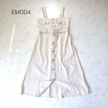 EMODA 에모다 데님 오버롤 스커트 베이지