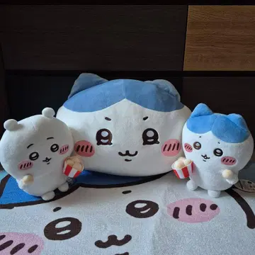 치이카와 (먼작귀) 말랑말랑 얼굴 초 BIG 봉제 인형 하치와레 같이 먹자 팝콘 3개