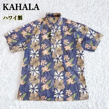 KAHALA 알로하 셔츠 90s 하와이산 풀오버 반팔 보타니컬