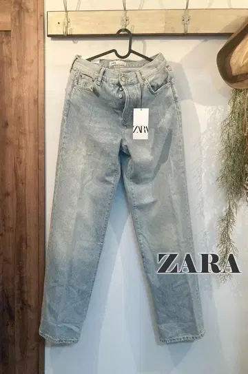 [ 미사용 새상품 ] ZARA 루즈핏 데님 팬츠*36 사이즈 라이트 블루