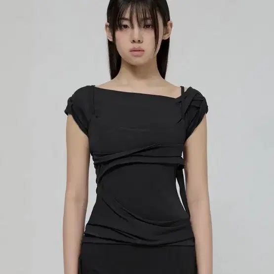 플레어업 Layered Bustier T-Shirt 블랙