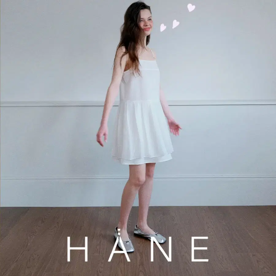 하네(HANE) 플리츠 시어서커 레이어드 원피스 55-66 새상품