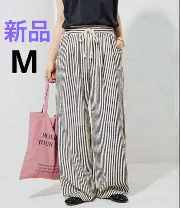 스트라이프 패턴 와이드 팬츠 이지 팬츠