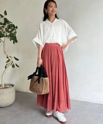 Chez toi 스커트 여름 허리턱 세미 시어 스커트