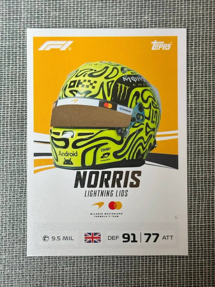 2026 F1 탑스 터보 어택 랜도 노리스 헬멧 카드