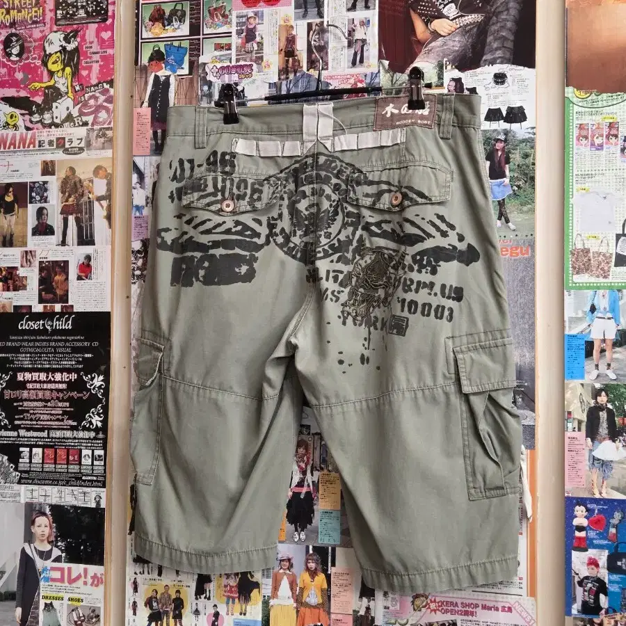 JPN 오리엔탈 자수 카고 하프팬츠