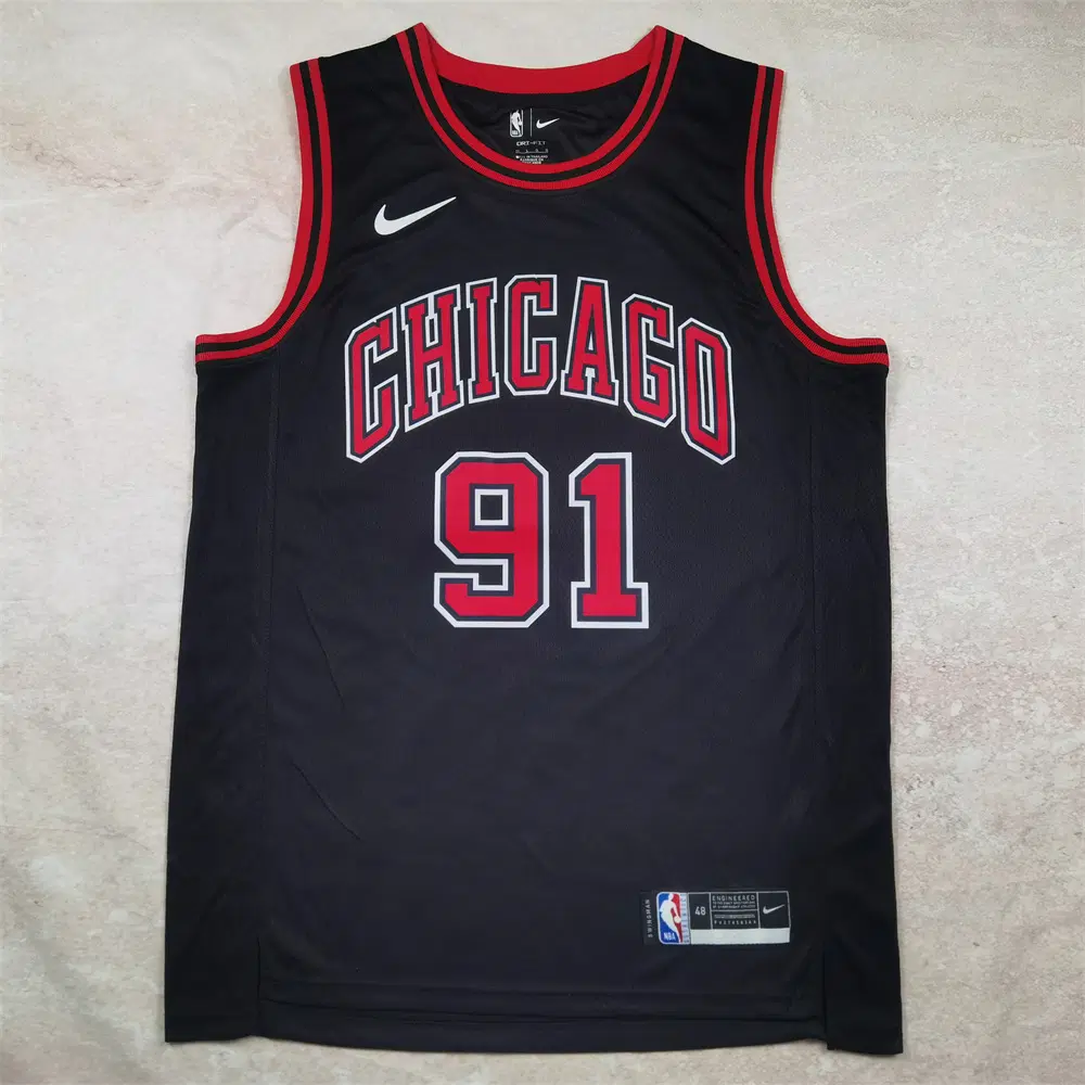NBA 시카고 불스 91번 로드먼 블랙농구복 열압력 S-XXL