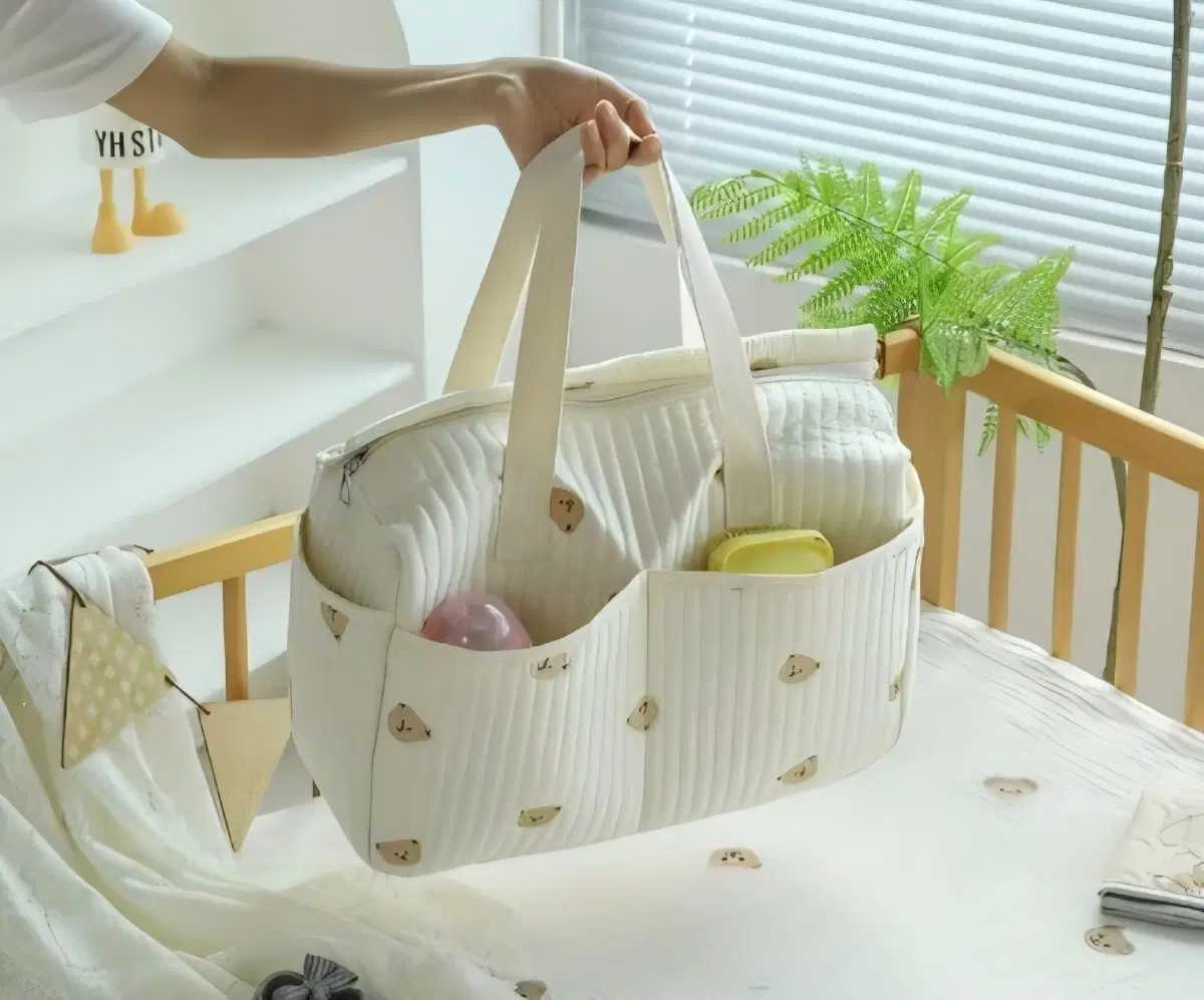 곰돌이,튤립 패턴 기저귀 가방