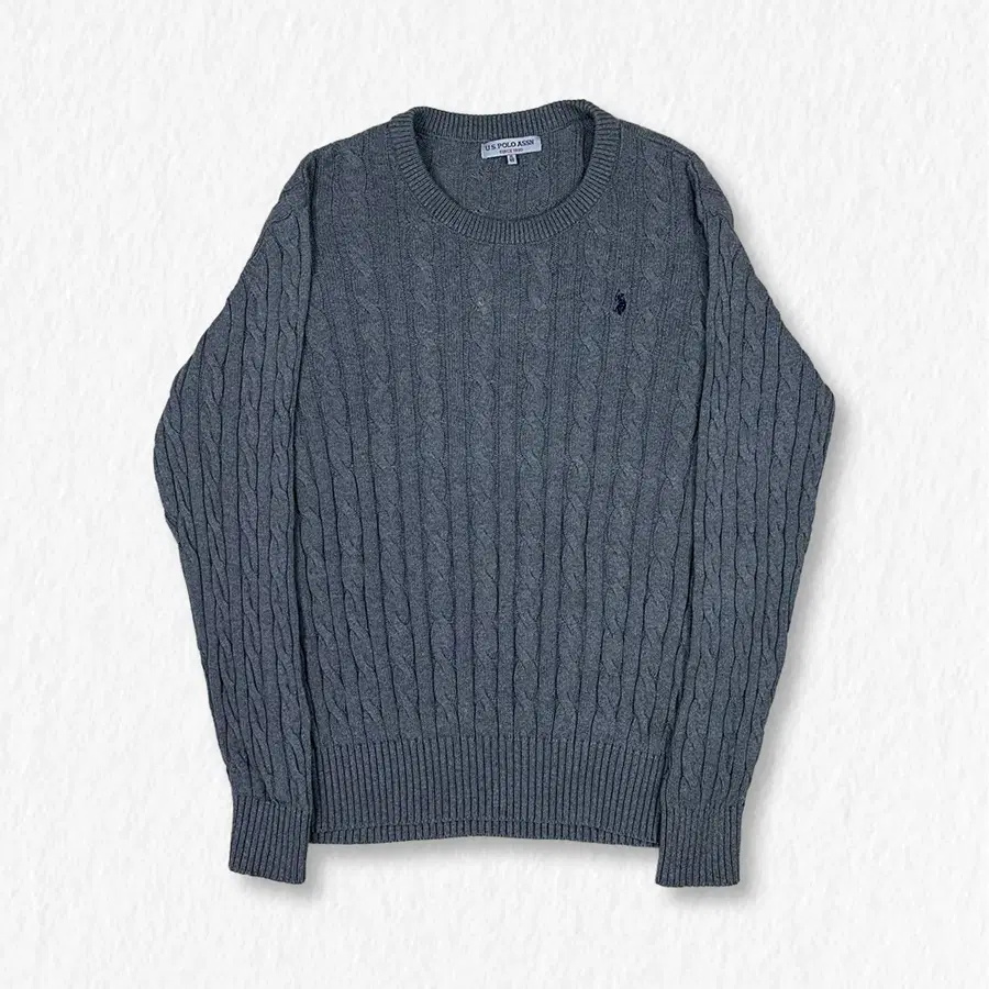 US POLO ASSN 케이블 니트 그레이