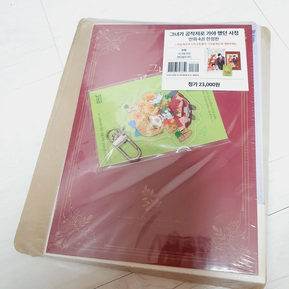 그녀가 공작저로 가야 했던 사정 만화 4권 한정판 아크릴 키링 렌티큘러 카드 포함