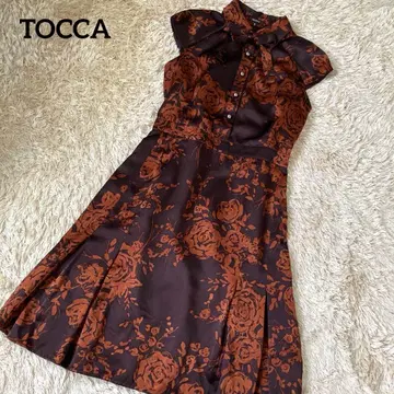 TOCCA 꽃무늬 보타이 원피스 브라운