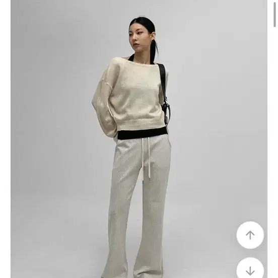 블랙업 부츠컷 밴딩 팬츠 오트밀 s short
