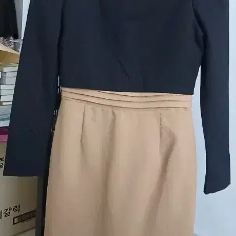 결혼식 하객 블랙 베이지 투피스 원피스