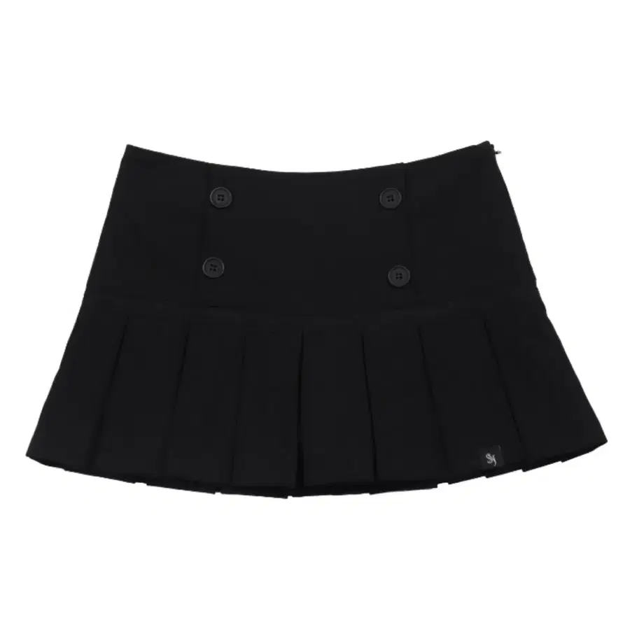 시너진 버튼 레이스 플리츠 스커트