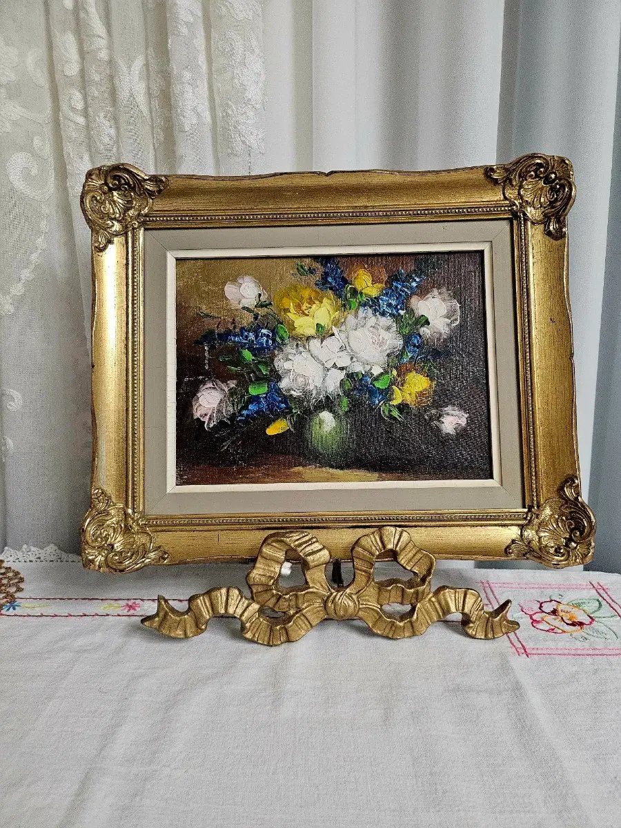 앤틱 액자 유화 꽃 그림