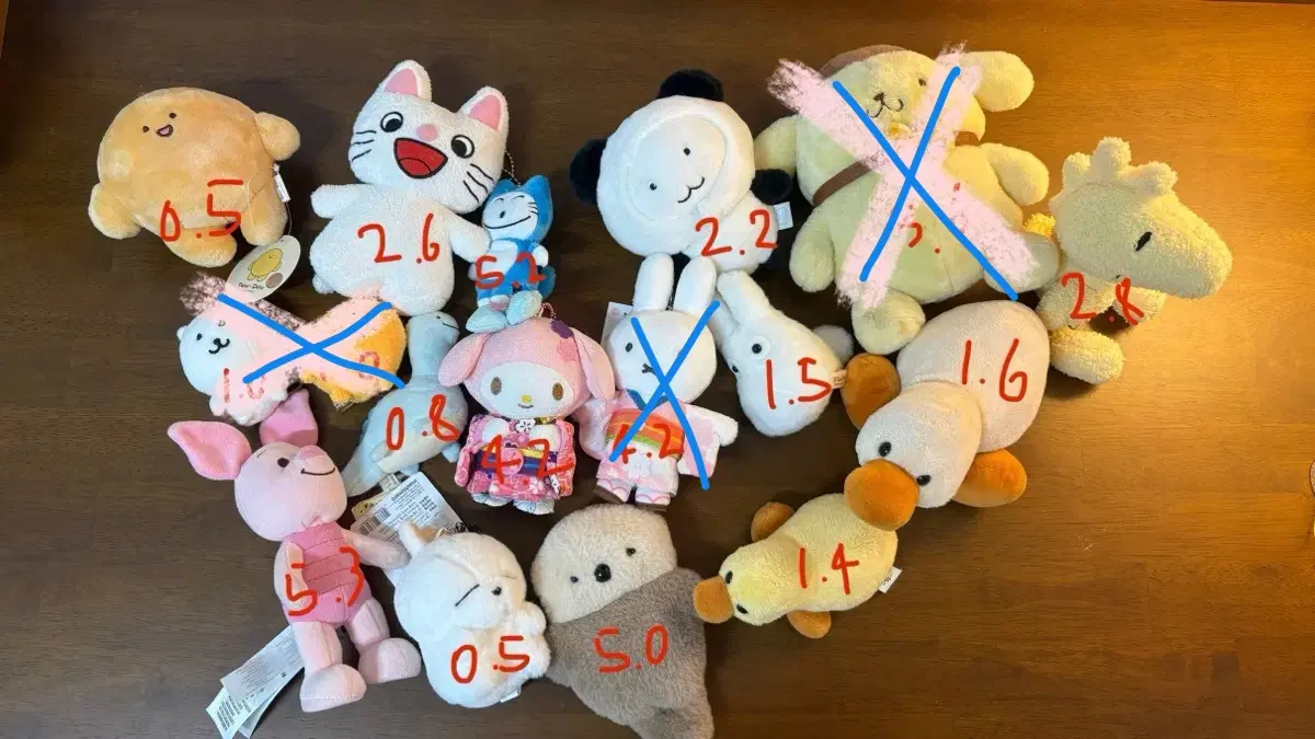 인형 팝니다 (마일드무무 오리,기모노 미피,기모노 마이멜로디,우이 인형,본톤 우드스탁 인형,11마리 고양이 손가락인형 키링,코지데이 해달 인형,폼폼푸린포즈 인형, 누이모드 피글렛