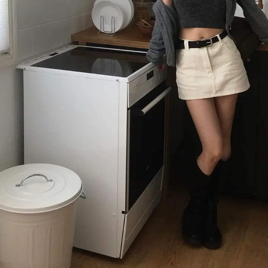 우디 코튼 면 스커트 팬츠 아이보리 s 모디무드