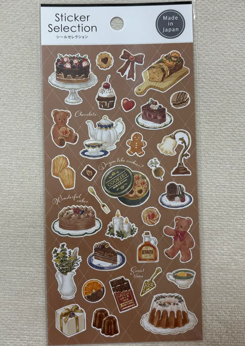 셀렉션 디저트 케이크 빵 커피 쿠키 곰돌이 스티커