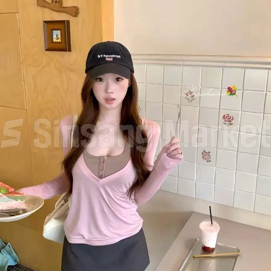 [빠른발송] 가을 유프 레이어드 하늘하늘 긴팔티 루즈핏 청순여리 y2k