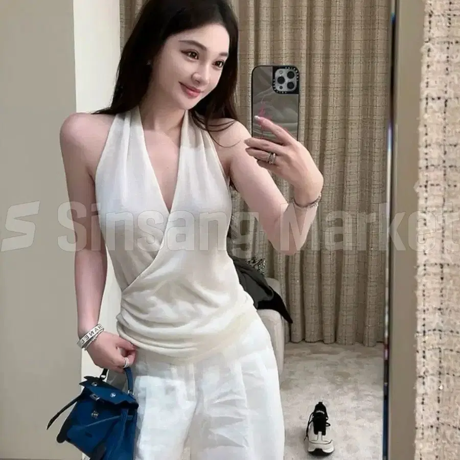 [빠른발송] 지프 브이넥 랩 홀터 넥 나시 블라우스 페미닌 데이트 바캉스